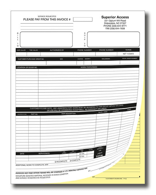 NCR Forms (2-part with Variable Numbering)