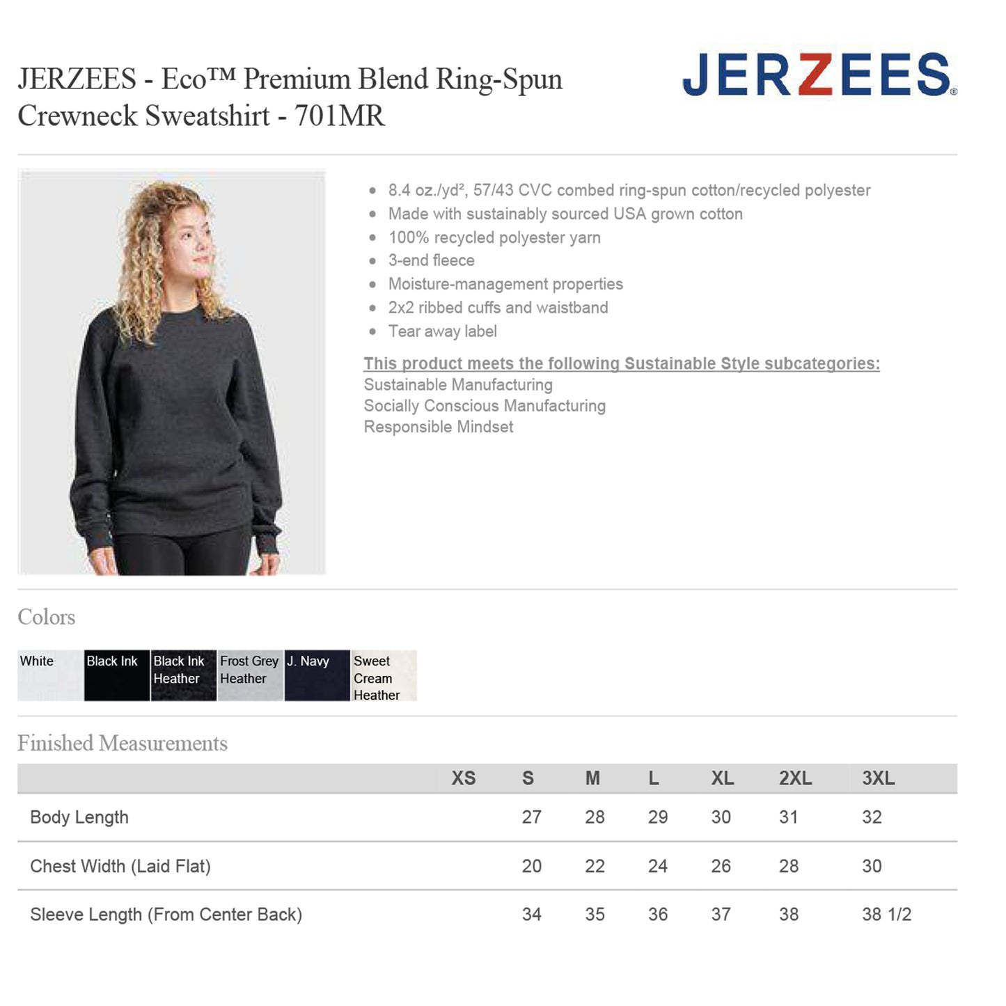 Crew neck sweatshirt Jerzees printed