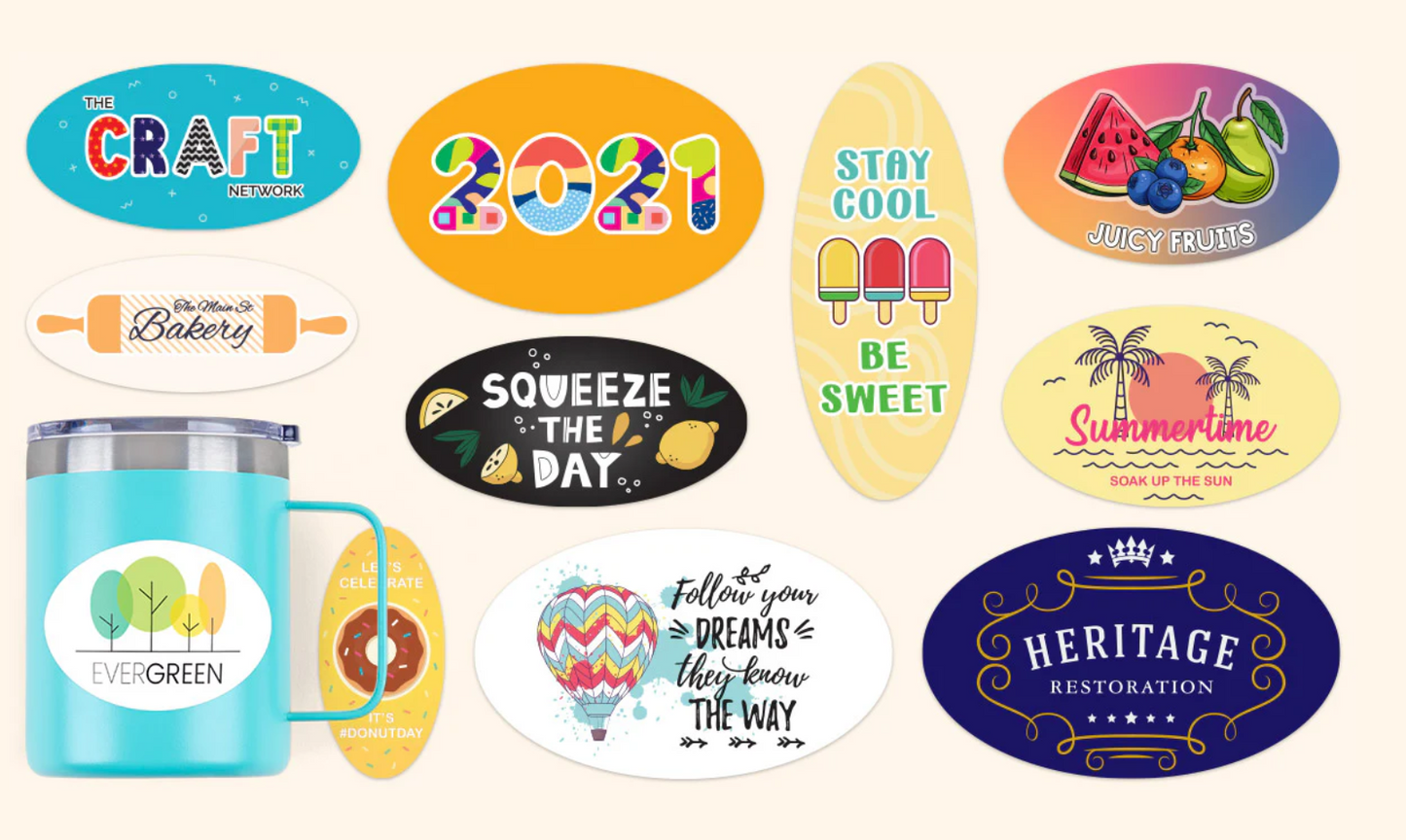 Oval / Rectangle Waterproof Stickers (Sheet)