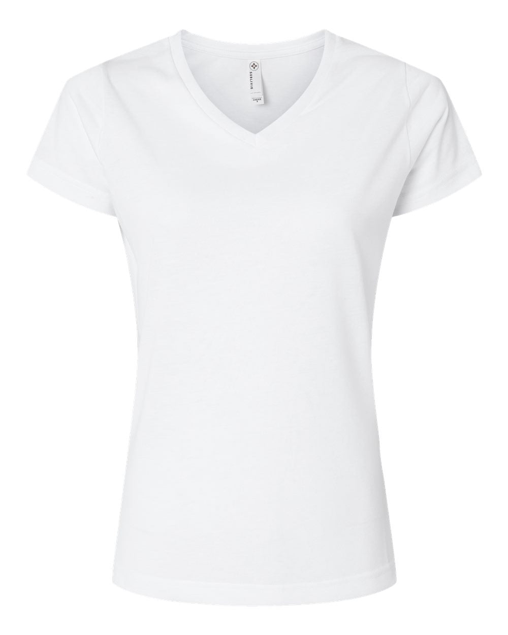 Camiseta de poliéster sublimada completa con cuello en V para trabajar