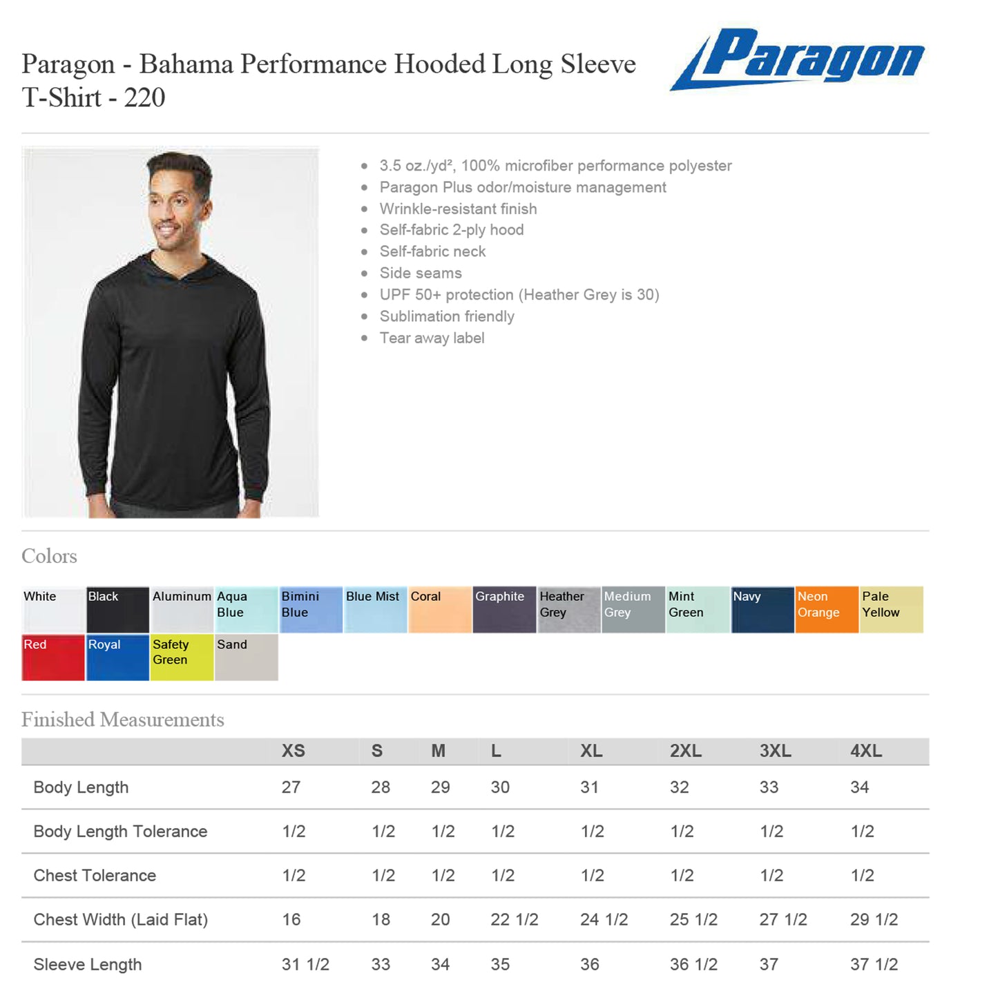 T-shirt UPF 50+ Paragon Long Sleeve to work