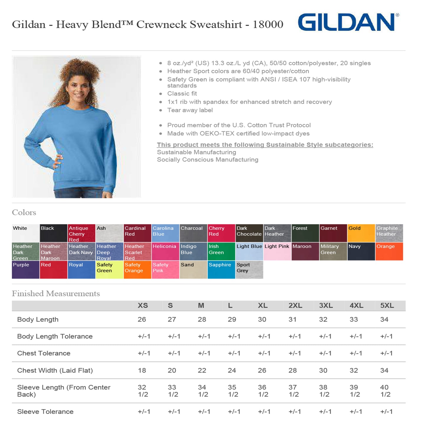 Crew neck sweatshirt Gildan heavy blend printed
