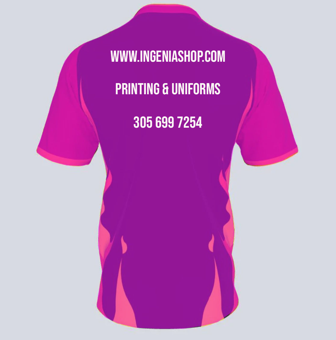 Camiseta de poliéster sublimada completa con cuello en V para trabajar
