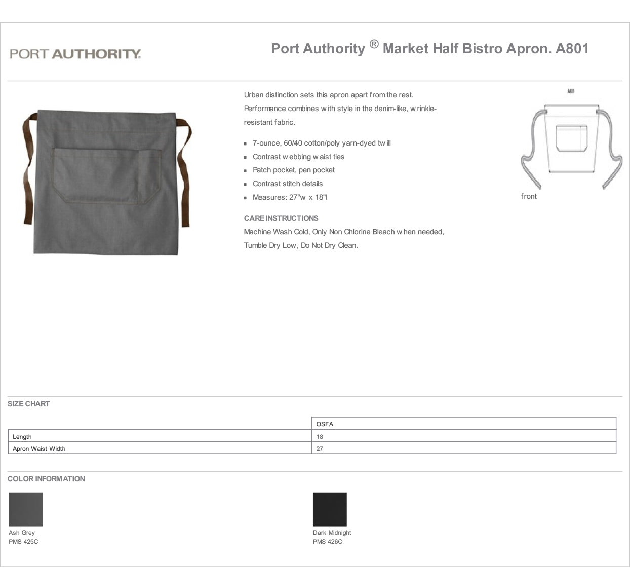 Market Half Bistro Aprons Port Authority (Pack 6)