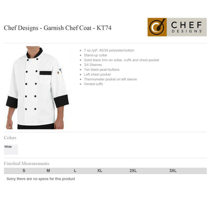 Garnish Chef Coat by Chef design (with embroidery)