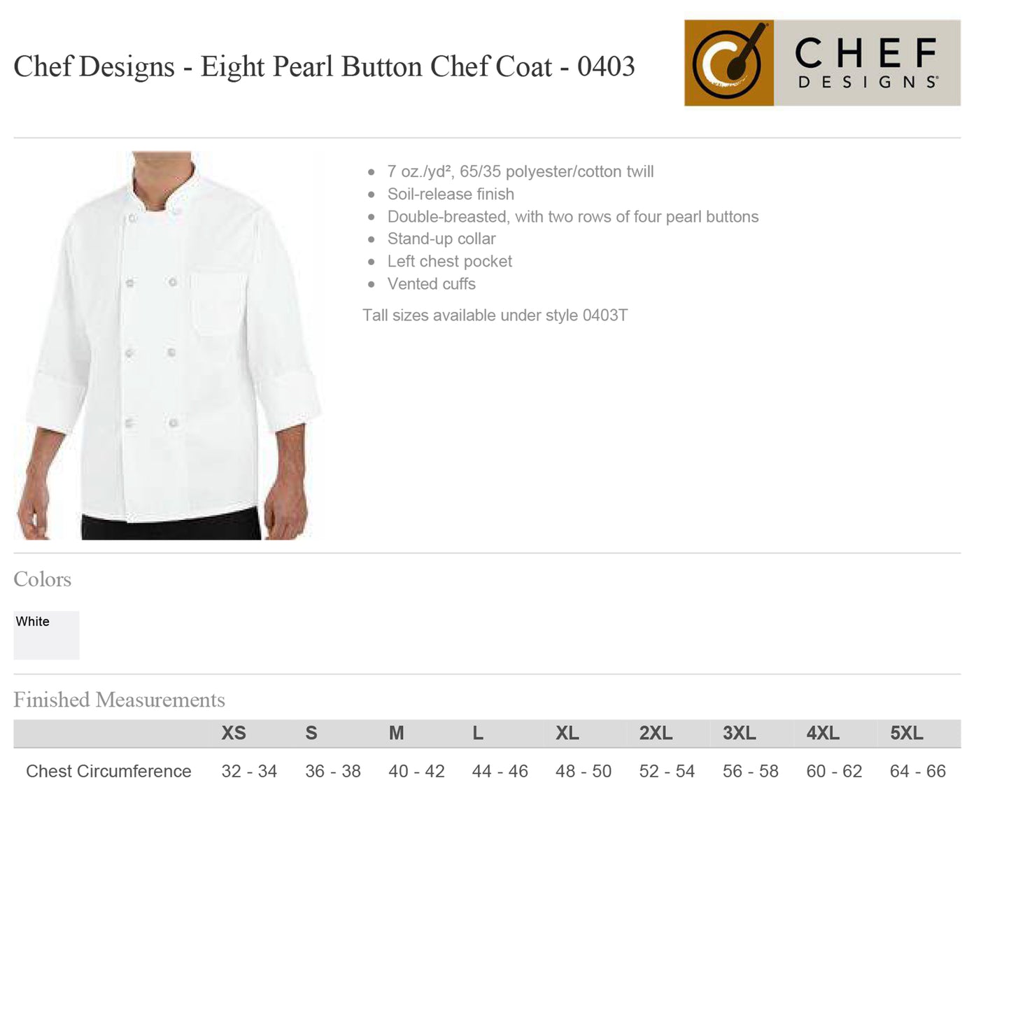 Chef Coat by Chef design (with embroidery)