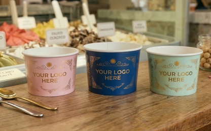 Foil-Stamped Logo Ice Cream Paper Cups