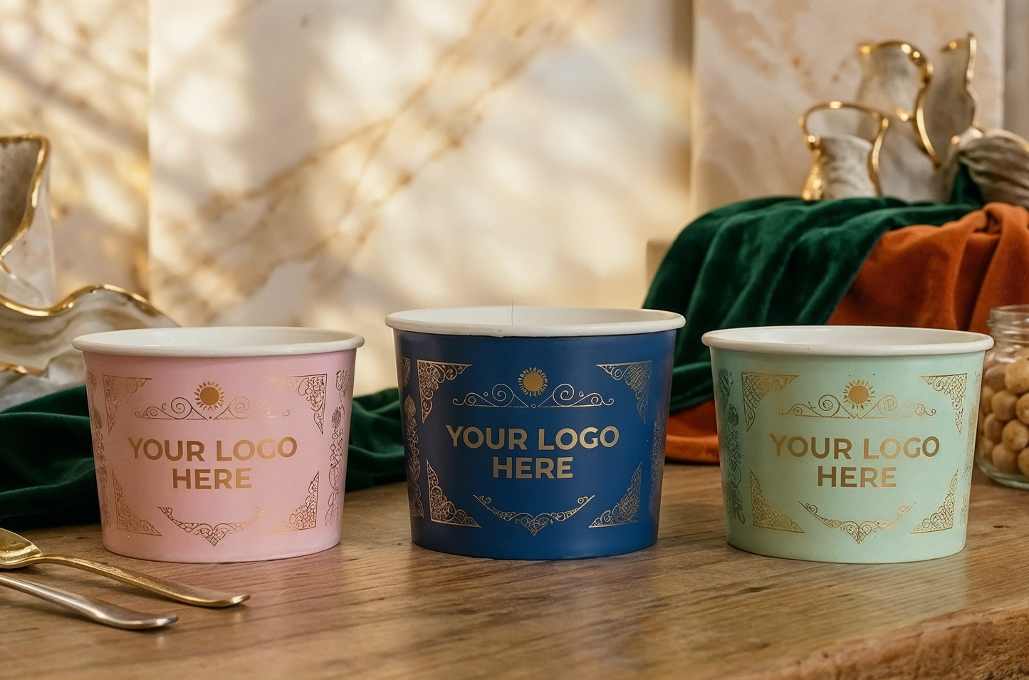 Foil-Stamped Logo Ice Cream Paper Cups