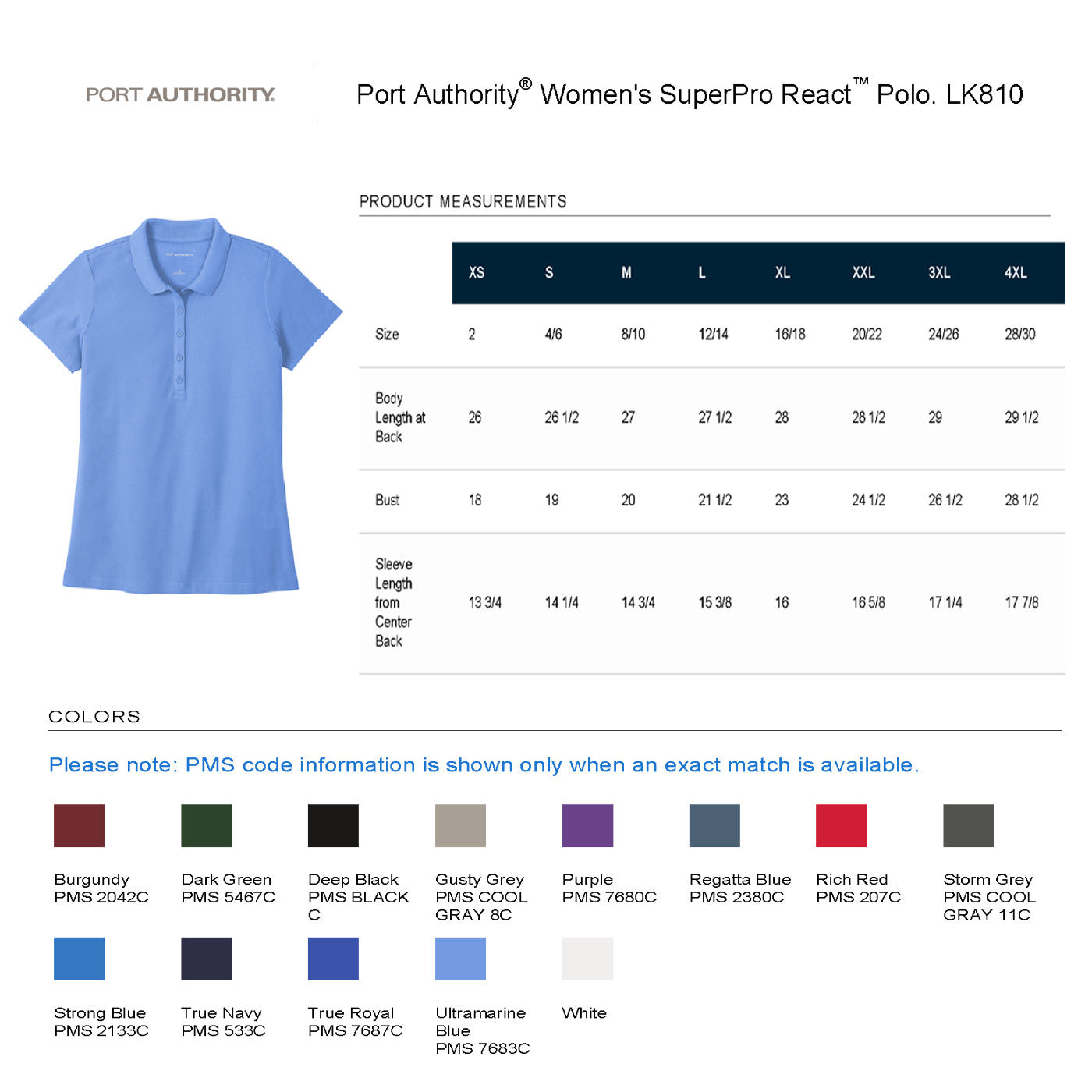 K810 Pique Cotton Polo Port Authority with embroidery (MOQ 6 Units)